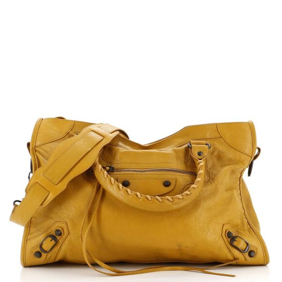 Balenciaga City Classic Studs Bag Leather Medium Yellow - Picture 1 of 10